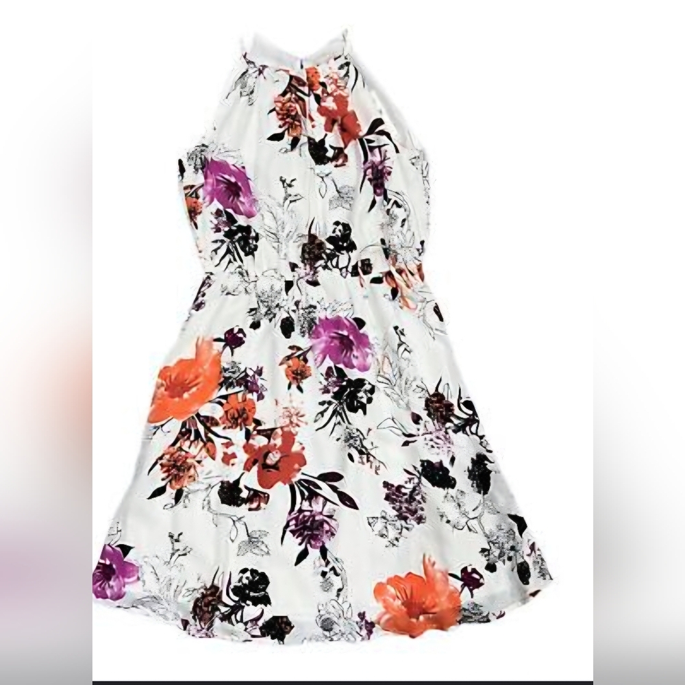 LOFT Orange and Purple Halter Sundress